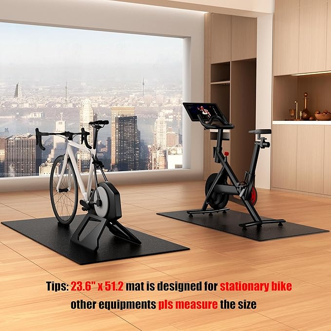 Bike Mat Compatible with Peloton Bike,Elliptical,Treadmill Mat, 6mm Thick, Under Exercise Bike Trainer Pad for Indoor Stationary Spin Bike Gym Equipment Hardwood Floor Carpet Protector