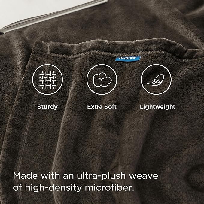 Bedsure Fleece Blankets Queen Size Brown - Bed Blanket Soft Lightweight Plush Fuzzy Cozy Luxury Microfiber, 90x90 inches