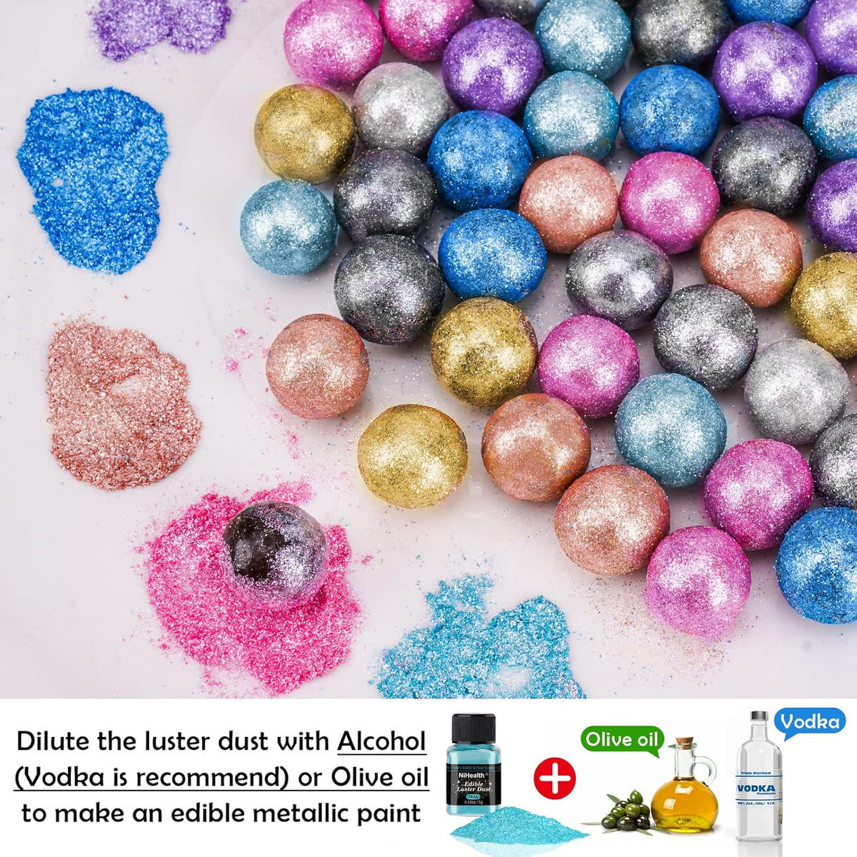NiHome Edible Food-Grade Glitter Powder Glimmer Luster Dust Metallic Fancy Food Decorating Sprinkle Glimmery Dust for Drink Wine Beverage Cake Bakery Vegan Allergen-Free (Teal, 0.35oz/10g)