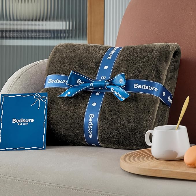 Bedsure Fleece Throw Blanket Brown - 300GSM Blankets for Couch, Sofa, Bed, Soft Lightweight Plush Cozy Throws for Toddlers, 50x60 inches