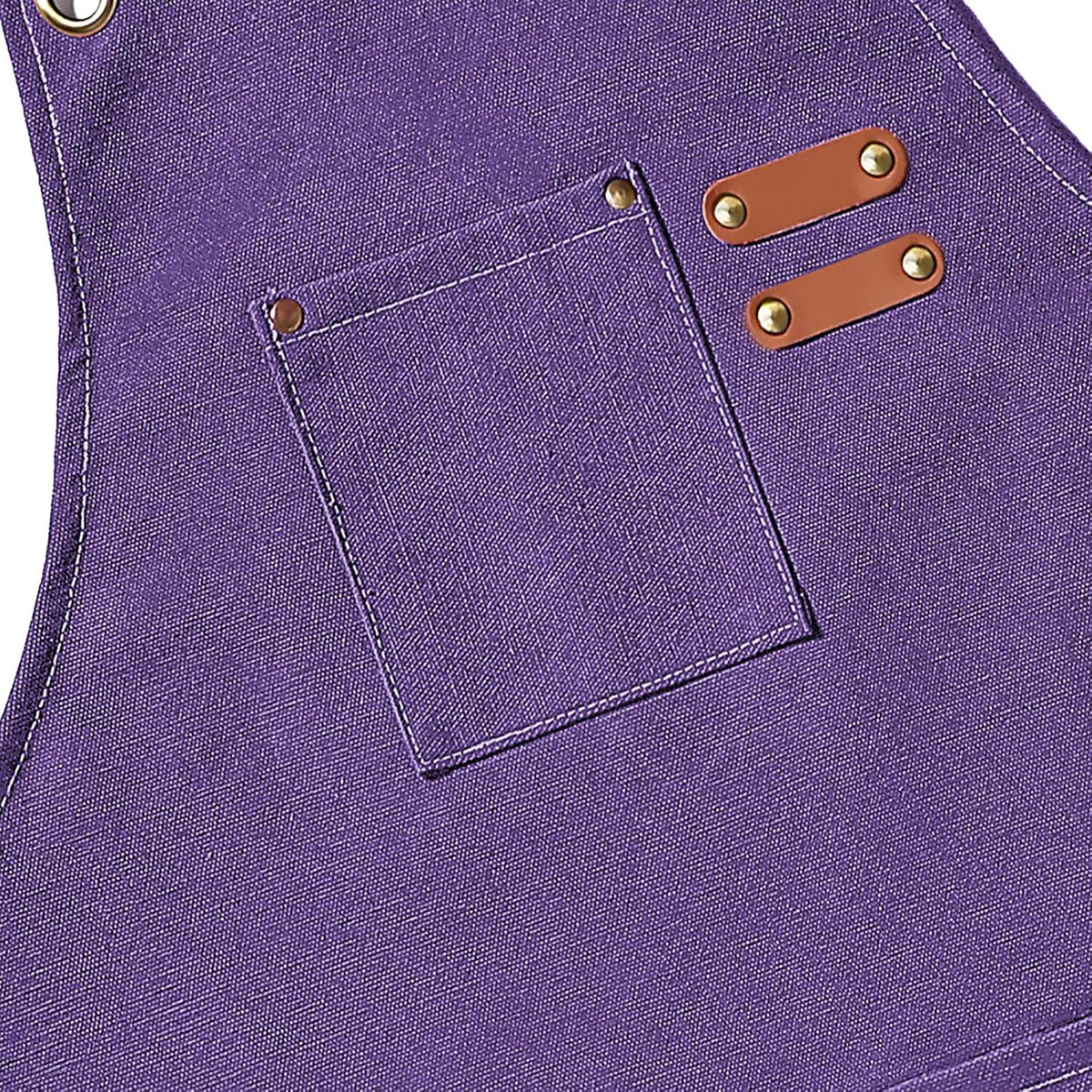 AFUN Chef Aprons for Men Women with Large Pockets, Cotton Canvas Cross Back Heavy Duty Adjustable Work Apron, Size M to XXL (Purple)