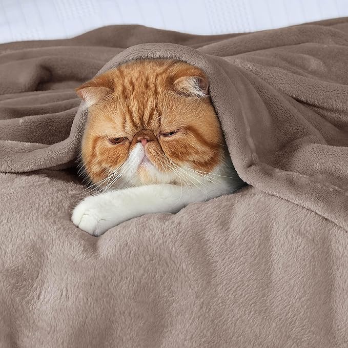 Bedsure Fleece Throw XL Blanket Mocha Brown - 300GSM Soft Lightweight Plush Cozy Blankets for Bed, Sofa, Couch, Travel, Camping, 50x70 inches