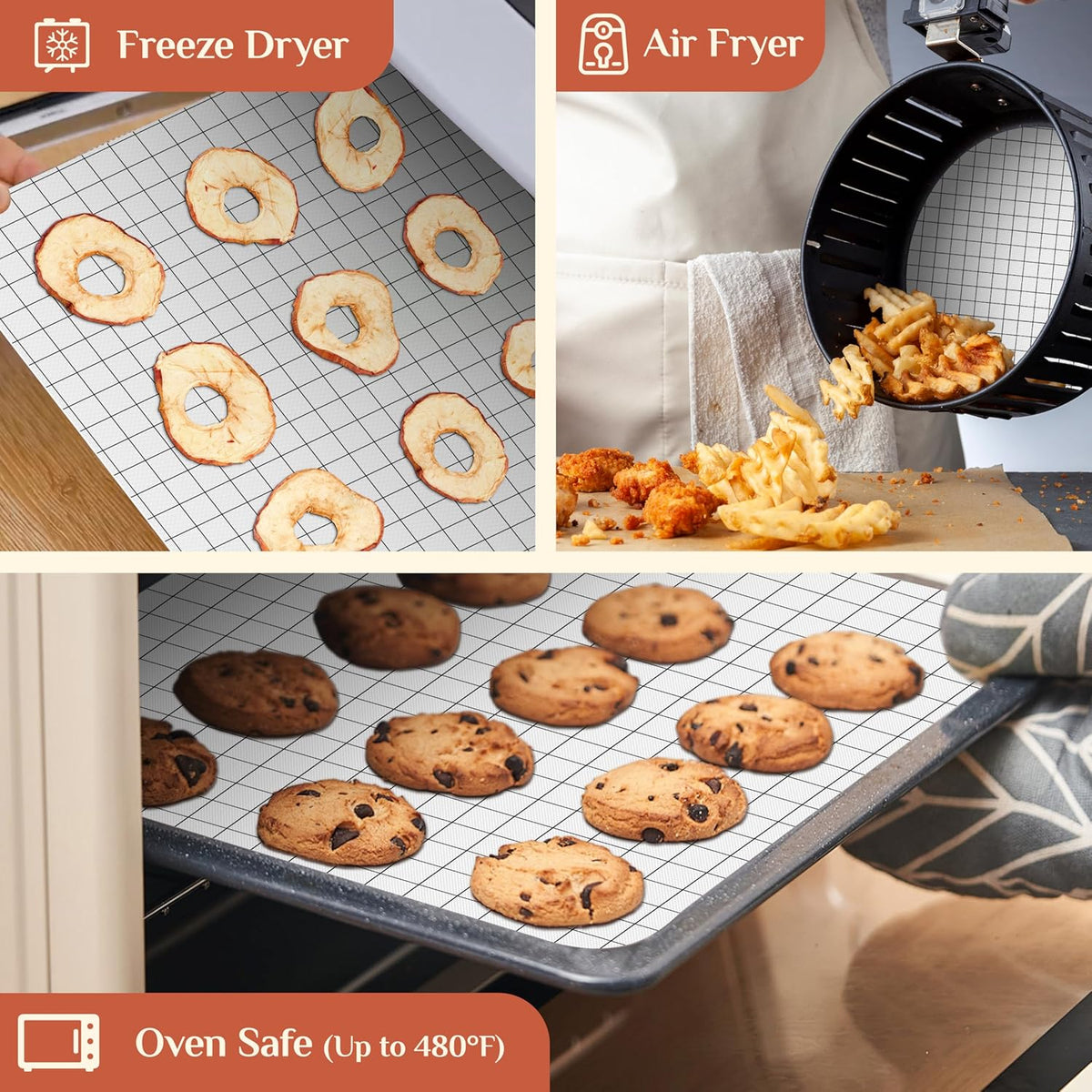 Silicone Baking Mat, 16 IN x 10 FT Free Cutting Baking Sheet,Non-Stick Reusable Dough & Pastry Mat,Non-Slip Silicone Mat Roll for Air Fryer Liner,Freeze Dryer,Oven Baking Pan,Kitchen Counter