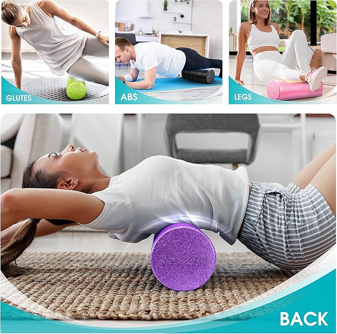 Yes4All High-Density EPP Round Back Roller Foam, Exercise Foam Roller for Yoga, Pilates & Stretching - 12, 18, 24, 36 inch