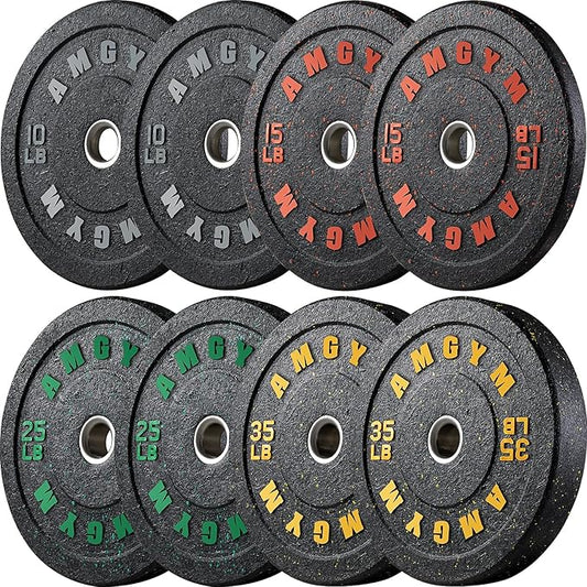 2 Inch Bumper Plates，10-500lbs，Barbell Rubber Olympic Weight Plates Set for Home Gym, Strength Training & Weight Lifting, Multiple Options Colors