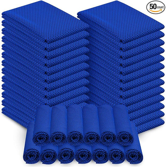 Shellwei 50 Pcs Cooling Towel 40 x 12 Inch Microfiber Workout Towels Breathable Chilly Towel Ice Cool Cold Towels Bulk Fast Drying Absorbent Sweat Rag for Neck Yoga Sports Golf Gym