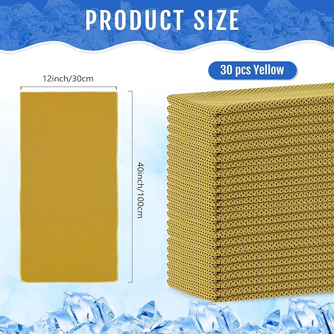 Hosuly 30 Pack Cooling Towels, 40"x12" Ice Breathable Soft Chilly Sweat Rag Microfiber Workout Rags for Gym Cooling Towels for Neck and Face for Yoga Golf Sport Running