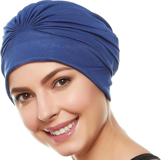BEEMO Swim Caps for Women Swimming Turban Polyester Latex Lined Pleated for Ladies