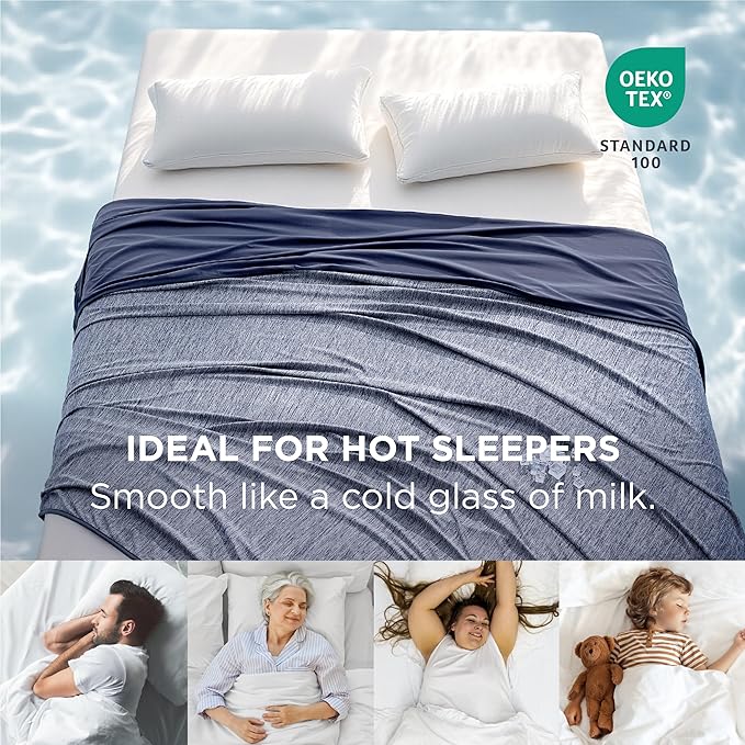 Bedsure Summer Cooling Blanket Queen Size for Hot Sleepers with Sports Mesh Design, Arc-Chill Q-Max 0.4 Lightweight Breathable Ice Cold Blanket for Night Sweats, 90 x 90 Inches, Mesh Navy